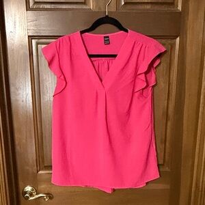 SHEIN Vibrant Pink Ruffle Sleeve Blouse